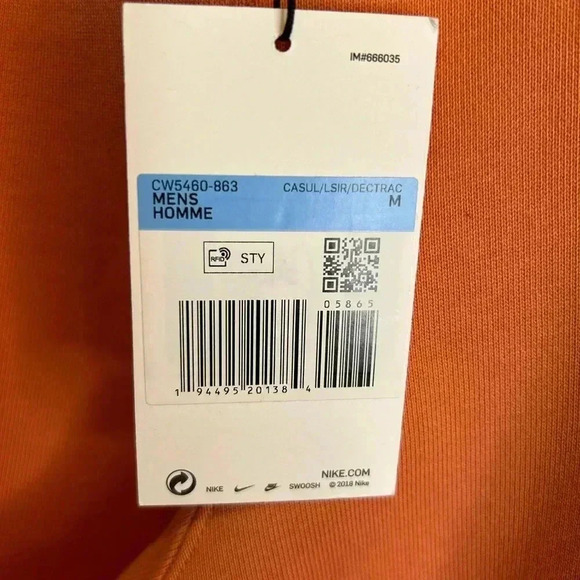 🧡”Nike” NWT Men’s Solo Swoosh Fleece Joggers w/ Zip Pockets and Drawstring Waist - Picture 7 of 16